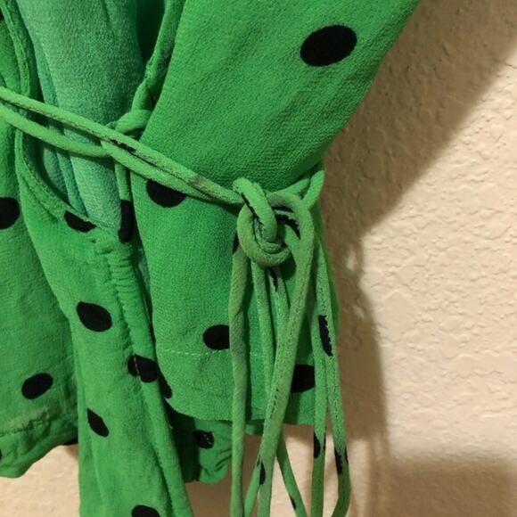 Ganni wrap green polka dot blouse - Picture 6 of 6